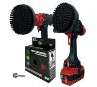 Kornely Premium Drill Brush, Ultra-Stiff 2in1 15cm, Black, Heavy-Duty | 10x efficient, scratch-free, Pro series for drills (adapter 6mm), angle grinder M14 direct, concrete, brick, metal