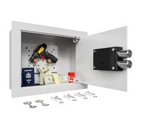 KornerBatl Small Hidden In Wall Safe Between 16" Studs, 0.327 cu ft Security Safe with Removable Pegboard, Key-Operated Only for Handgun, Jewelry, Passport (White)
