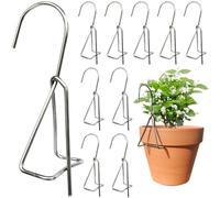 KOROI 10 Packs Terracotta Plant Pots Hanger Hooks,Flower Pot Holders for Clay Pots,Sturdy Thick Stainless Steel Plant Hanger,Wall and Fence Mounted Terracotta Pots Plant Holder for Garden Plants