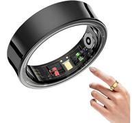 Korons Smart Ring, Health Ring with Ip68 Waterproof, Lightweight and Comfortable, Compatible Android & IOS, Wearable Device, Step Counter & Distance Tracking, Titanium Alloy(Black,#12)