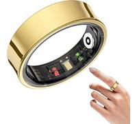 Korons Smart Ring, Health Ring with Ip68 Waterproof, Lightweight and Comfortable, Compatible Android & IOS, Wearable Device, Step Counter & Distance Tracking, Titanium Alloy(Gold,#9)