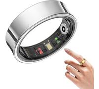 Korons Smart Ring, Health Ring with Ip68 Waterproof, Lightweight and Comfortable, Compatible Android & IOS, Wearable Device, Step Counter & Distance Tracking, Titanium Alloy(Silver,#13)
