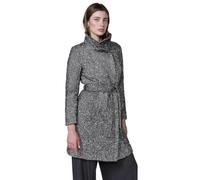 Koroshi Women's long coat in mottled fabric with high collar, fur effect lining combined with rhombus padding, metal zip closure and side pockets., Black/White, S