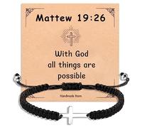 Korotho Bible Verse Bracelets for men women, Scripture Quotes Bracelet Inspirational Christian Religious Cross Bracelet Bible Verse Birthday Christmas gifts for Boys Girls Son Daughter Husband, 25.40
