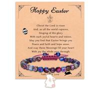 Korotho Christian Easter Basket Stuffers for Teen Girls Boys Catholic, Cross Bracelet Jewelry Religious Easter Gifts for Teenage Girls Boys Easters Baskets Gift for Duagther Niece Son, S, Stone, no
