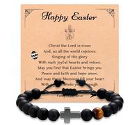 Korotho Christian Easter Basket Stuffers for Teen Girls Boys Catholic, Cross Bracelet Jewelry Religious Easter Gifts for Teenage Girls Boys Easters Baskets Gift for Duagther Niece Son, S, Stone, no