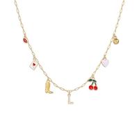 Korotho Cowgirl Charm Necklaces for Women, 14K Gold Plated, Dainty Western Cowgirl Cherry Heart Necklace, Summer Beach, Letter A-Z, Personalised Monogram Name Chain for Her, Brass, No Gemstone
