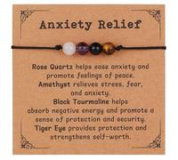 Korotho Empath Protection Bracelet, Empath Bracelets, Gifts for Her Natural Healing Crystal Bead Bracelet, Tourmaline, Amethyst, Hematite, Rose Quartz Jewelry for Best Friends, Klein, Brass, No