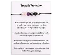 Korotho Empath Protection Bracelet Empath Bracelets Gifts for Her Natural Healing Crystal Beaded Bracelet, Tourmaline, Amethyst, Hematite, Rose Quartz, Jewelry for Best Friends Daughter Mom, 4 Inches,
