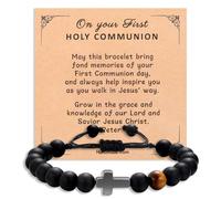 Korotho First Communion Confirmation Baptism Gifts for Girls Boys, Cross Bracelets for Her Him Christian Religious Gift Christening Communion Jewelry Favor for Goddaughter Daughter Son, S, Stone, no