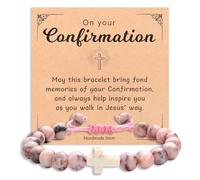 Korotho First Communion Confirmation Baptism Gifts for Girls Boys, Cross Bracelets for Her Him Christian Religious Gift Christening Communion Jewelry Favor for Goddaughter Daughter Son, S, Stone, no