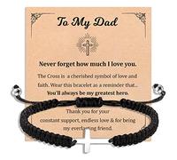 Korotho To Mens Gifts Cross Bracelet for Dad, Bonus Dad, Uncle, Son, Nephew, Grandson - Fathers Day Birthday Christmas First Communion Confirmation Baptism Christian Gift for Him, S, Stainless Steel