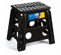 Korpai 13" Folding Step Stool for Adults and Kids Holds Up to 300 lbs,Non-Slip Folding Stools with Portable Handle, Compact Plastic Foldable Step Stool for Bathroom,Bedroom, Kitchen,Black,1PC