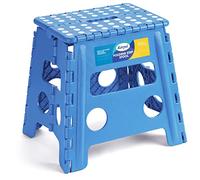 Korpai 13" Folding Step Stool for Adults and Kids Holds Up to 300 lbs ,Non-Slip Folding Stools with Portable Handle, Compact Plastic Foldable Step Stool for Bathroom,Bedroom, Kitchen,Sky Blue,1PC