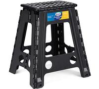 Korpai 18" Folding Step Stool for Adults and Kids Holds Up to 300 lbs,Non-Slip Folding Stools with Portable Handle, Compact Plastic Foldable Step Stool for Bathroom,Bedroom, Kitchen,Black,1PC