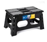 Korpai 9" Folding Step Stool for Adults and Kids 15-Inch Extra Wide Stool Holds Up to 300 lbs,Non-Slip Folding Stools with Handle,Compact Plastic Foldable Step Stool for Bathroom,Kitchen,ect, Black