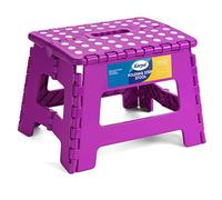 Korpai 9" Folding Step Stool for Adults and Kids Holds Up to 300 lbs ,Non-Slip Folding Stools with Portable Handle, Compact Plastic Foldable Step Stool for Bathroom,Bedroom, Kitchen,Purple,1PC