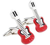 korpikus® Mens ' Red Guitar ' Stainless Steel Cufflinks In Designer Gift Bag