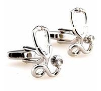 korpikus ' Stethoscope ' Doctor Theme Shiny Silver Colour Stainless Steel Cufflinks In Designer Gift Bag