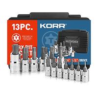 KORR Tools KSS004 13pc Torx Bit Socket Set, Sizes from T8 - T60 | 1/4-Inch, 3/8-Inch & 1/2-Inch Drive