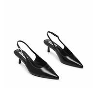 Korra Pointed Slingback Heels in Leather Black