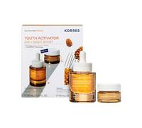 KORRES Black Pine Prime Anti-Ageing Night Care Set, Night Cream & Booster for Smoother, YouthRePro Technology & 6x Hyaluronic Acid, 30 + 15 ml