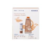 KORRES Everyday Essentials Hand and Lip Care Set, Almond Nut Hand Cream & Cocoa Butter Lip Balm, Gift Set for Women, Silicone & Paraben-Free, 50 ml + 4.5 g
