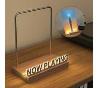 KORRTFID Now Playing Vinyl Record Stand, Light Up Vinyl Record Display Stand, Holder for Album Display Storage, Warm White Light with Fingerprint-Proof Acrylic Letters (Silver letters)
