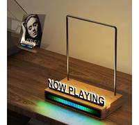 KORRTFID Now Playing Vinyl Record Stand, Light Up Vinyl Record Display Stand with RGB Sound Control Pickup Rhythm Lights Bar, Warm White Light with Fingerprint-Proof Acrylic Letters