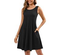 KORSIS Women's Summer Casual T Shirt Dresses Sleeveless Swing Tank Dress Pockets - black - XX-Large