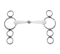 Korsteel Flexi Jointed 3 Ring Dutch Gag Bit, Ivory, 5.5"