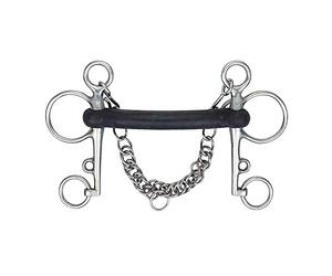 Korsteel Hard Mouth Rubber Mullen Mouth Pelham Bit 5 inch Black