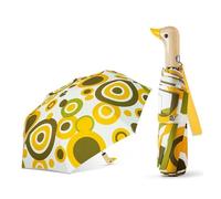 Kortran 1 Compact Duck Head Umbrella, Automatic Creative Wooden Handle Duck Umbrella, Ultra-light Folding, Women's, Windproof(Yellow Brown)