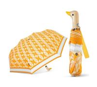 Kortran 1 Compact Duck Head Umbrella, Automatic Creative Wooden Handle Duck Umbrella, Ultra-light Folding, Women's, Windproof(Yellow Orange)