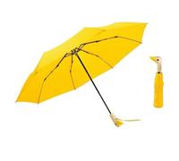 Kortran 1 duck folding umbrella, wooden handle duck head umbrella, cute female black sunny and rainy dual-purpose sun protection umbrella, sun protection, compact, lightweight,(Yellow)