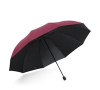 Kortran 1 extra large umbrella, three-person double folding umbrella, rain and sun umbrella sunshade(Red,130cm)