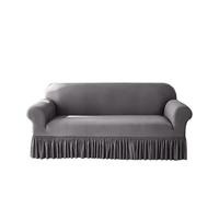 Kortran High Elastic Solid Color Sofa Cover Spandex Corner Sofa Cover for Living Room with Skirt Universal Dust-proof Non-slip Sofa Cover Removable Easy to Clean Home Use(Light Grey,3 seat 190-230cm)