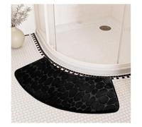 Kortran Pebble Embossed Carpet Curved Foot Mat, Black, 40x100cm, Bathroom Mat