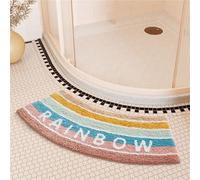 Kortran Soft curved floor mats curved foot mats bathroom mats curved bathroom mats fast water absorption (beige 42x100cm)(Rainbow,40x75cm)