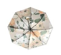 Kortran Women's floral umbrella, compact double-layer umbrella, sunshade, foldable rain or shine umbrella, folding umbrella, retro floral umbrella, compact,(Orange)