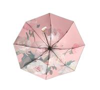 Kortran Women's Pink Umbrella, Compact Double-Layer, Sunshade, Foldable Rain or Shine, Folding, Retro Floral, Compact