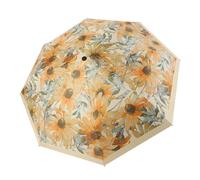Kortran Yellow Flower Sunlight Umbrella, Women's Compact Folding Umbrella, 100 cm Diameter, 27 cm Length, Rain & Shine Protection