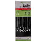 Korum 15" Banded Hair Rigs Barbed Qty 8 (Size 8 14lb)
