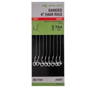 Korum 15" Banded Hair Rigs Barbed Qty 8 (Size 8 14lb)