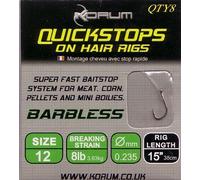 Korum 15in Hair Rigs with Quickstops Size 12 - KRHQ/12