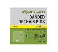 Korum Banded Hair Rigs Barbless 15 inch - Size 10 12lb