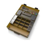 Korum Mega Blox Fully Loaded | Coarse Fishing Tackle Box | 5 Ti Baiting Needles, 1 Disgorger, 1 Scissors, 2 Slim Rig Blox, 4 Deep Compartments, 1 Long Section, 9 Dividers | Code K0290133