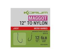 Korum XPERT Maggot Hooks To Nylon 12'' - Sz 16 Barbless To Nylon
