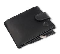 KORUMA Black Leather Wallet for Men, RFID Blocking, Mens Bifold Wallet for up to 10 Cards, with Zipped Coin Pocket, ID Window & Hidden Note Section, Boxed Gift for Him
