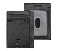 KORUMA RFID Card Protector Holder - Leather Wallet Small Slim Thin Minimalist - TAP&GO Feature - KUK-63TBBL Black